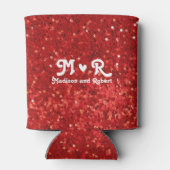 Rode glinsterende glitterpatroon blikjeskoeler (Achterkant)