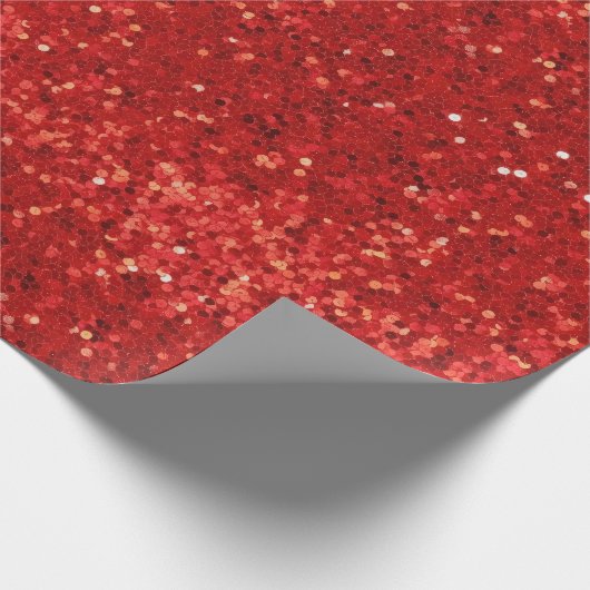 Rode glinsterende glitterpatroon cadeaupapier (Hoek)