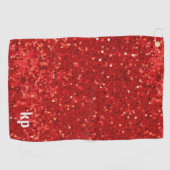 Rode glinsterende glitterpatroon golfhanddoek (Horizontaal)