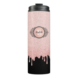 Rode glinsterende monogram naam met druipend effec thermosbeker