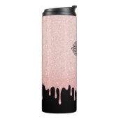 Rode glinsterende monogram naam met druipend effec thermosbeker (Gedraaid links)