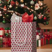 Rode gliters sterren middelgrote cadeautas