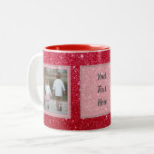 Rode glitter 2 Afbeeldingen met tekstontwerp uw ei Tweekleurige Koffiemok (Voorkant links)