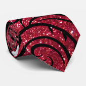 Rode Glitter Abstract Pattern Stropdas (Opgerold)