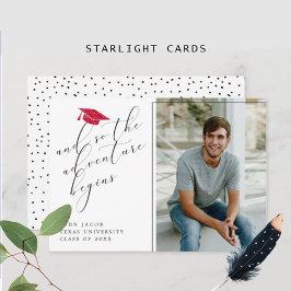 Rode Glitter Afstuderen Pet met Quotes Foto Aankondiging