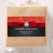 Rode Glitter Baby shower krijtbord waterfles Etiket (Insitu)