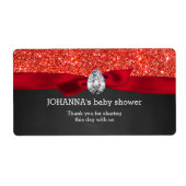 Rode Glitter Baby shower krijtbord waterfles Etiket (Voorkant)