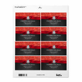 Rode Glitter Baby shower krijtbord waterfles Etiket (Full Sheet)