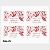 Rode Glitter Bes Frame Kerstmis Rechthoekige Sticker (Vel)
