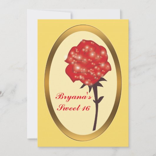 Rode Glitter betoverde Roos Elegant Party Kaart (Voorkant)