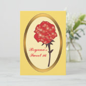 Rode Glitter betoverde Roos Elegant Party Kaart (Staand voorkant)