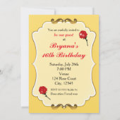 Rode Glitter betoverde Roos Elegant Party Kaart (Achterkant)