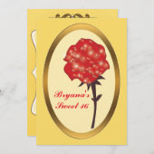 Rode Glitter betoverde Roos Elegant Party Kaart (Voorkant / Achterkant)