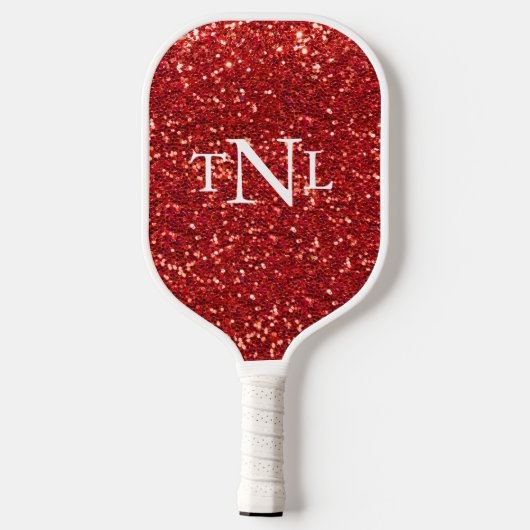 Rode Glitter Bling Monogram Pickleball Paddle (Achterkant)