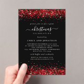 Rode Glitter Border Kerst Zwart Acryl Acryl Uitnodigingen (Insitu (Draagbaar))