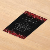 Rode Glitter Border Kerst Zwart Acryl Uitnodigingen (Laagn)