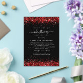 Rode Glitter Border Kerst Zwart Acryl Uitnodigingen (Insitu (Huwelijk))