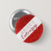 Rode glitter bride's entourage bridesmaid button (Voorkant /achterkant)