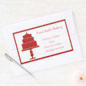 Rode Glitter Cake Bakkerij Rechthoekige Sticker (Envelop)