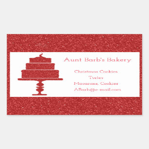 Rode Glitter Cake Bakkerij Rechthoekige Sticker