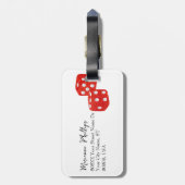 Rode Glitter Casino Dice Bagagelabel (Achterkant verticaal)