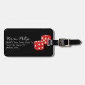 Rode Glitter Casino Dice op zwart Bagagelabel (Voorkant horizontaal)