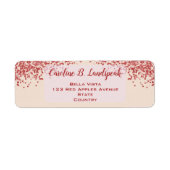 Rode Glitter Champagne Elegante Retouradres Etiket (Voorkant)
