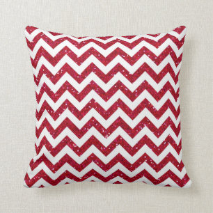 Rode Glitter Chevron Patroon Kussen