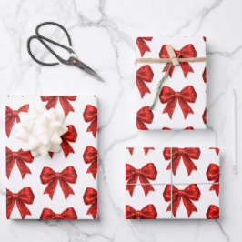 Rode Glitter Coquette Bow Kerstmis Inpakpapier Vel