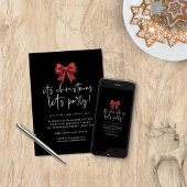 Rode Glitter Coquette Bow laat kerstfeest vieren Kaart