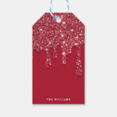 Rode Glitter Drip Aangepaste naam Cadeaulabel (Voorkant)