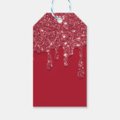 Rode Glitter Drip Aangepaste naam Cadeaulabel (Achterkant)