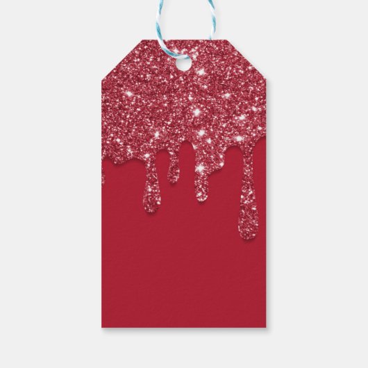 Rode Glitter Drip Aangepaste naam Cadeaulabel (Achterkant)