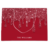 Rode Glitter Drip Aangepaste naam Groot Cadeauzakje (Voorkant)