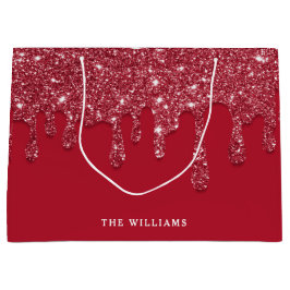Rode Glitter Drip Aangepaste naam Groot Cadeauzakje