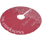 Rode Glitter Drip Aangepaste naam Kerstboom Rok (Gekanteld)