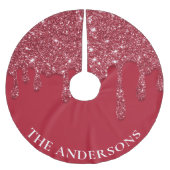 Rode Glitter Drip Aangepaste naam Kerstboom Rok (Voorkant)