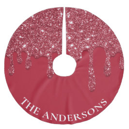 Rode Glitter Drip Aangepaste naam Kerstboom Rok
