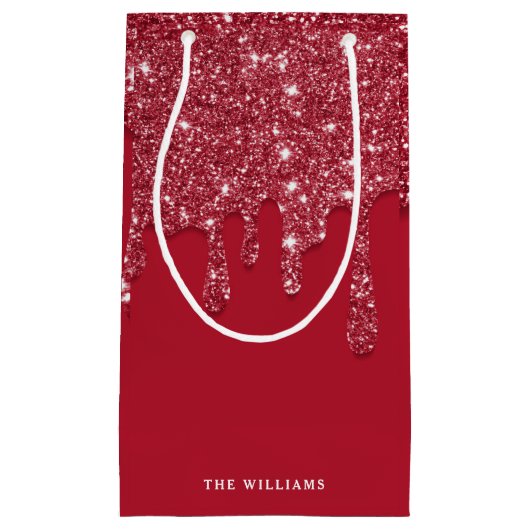 Rode Glitter Drip Aangepaste naam Klein Cadeauzakje (Voorkant)
