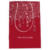 Rode Glitter Drip Aangepaste naam Medium Cadeauzakje (Voorkant)