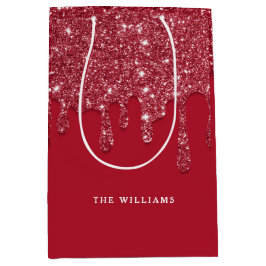 Rode Glitter Drip Aangepaste naam Medium Cadeauzakje