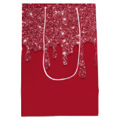 Rode Glitter Drip Aangepaste naam Medium Cadeauzakje (Achterkant)