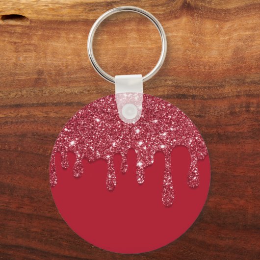 Rode Glitter Drip Aangepaste naam Sleutelhanger (Achterkant)