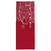 Rode Glitter Drip Aangepaste naam Wijn Cadeautas (Achterkant)