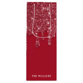 Rode Glitter Drip Aangepaste naam Wijn Cadeautas (Voorkant)