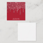 Rode Glitter Drip Custom Christmas Notitiekaartje (Voorkant / Achterkant)