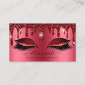 Rode glitter Drip Metallic Folie Eyelash Visitekaartje (Voorkant)