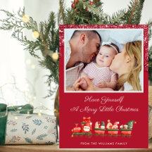 Rode Glitter Druppel Aangepaste Foto Kerstmis