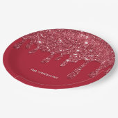 Rode Glitter Druppel Aangepaste Naam Beschikbaar Papieren Bordje (Gekanteld)
