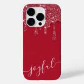 Rode Glitter Druppel Aangepaste tekst of naam Case-Mate iPhone Case (Achterkant)